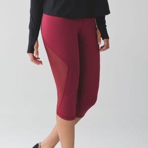 Lululemon Run With The Sun Red Cropped Leggings